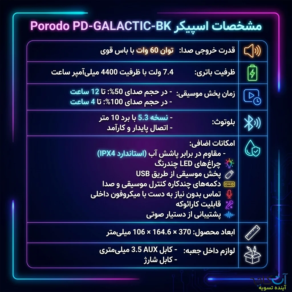 مشخصات اسپیکر پورودو PD-GALACTIC-BK