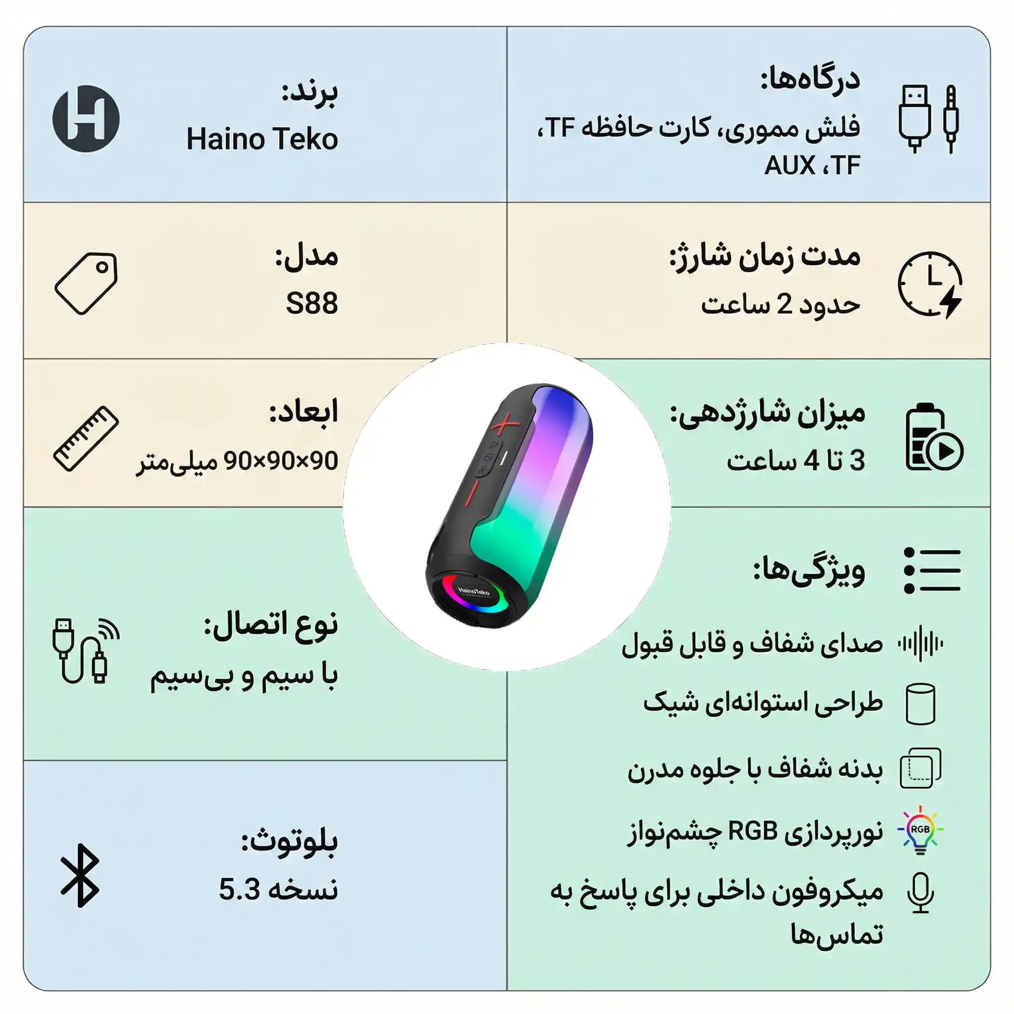 مشخصات haino teko s88
