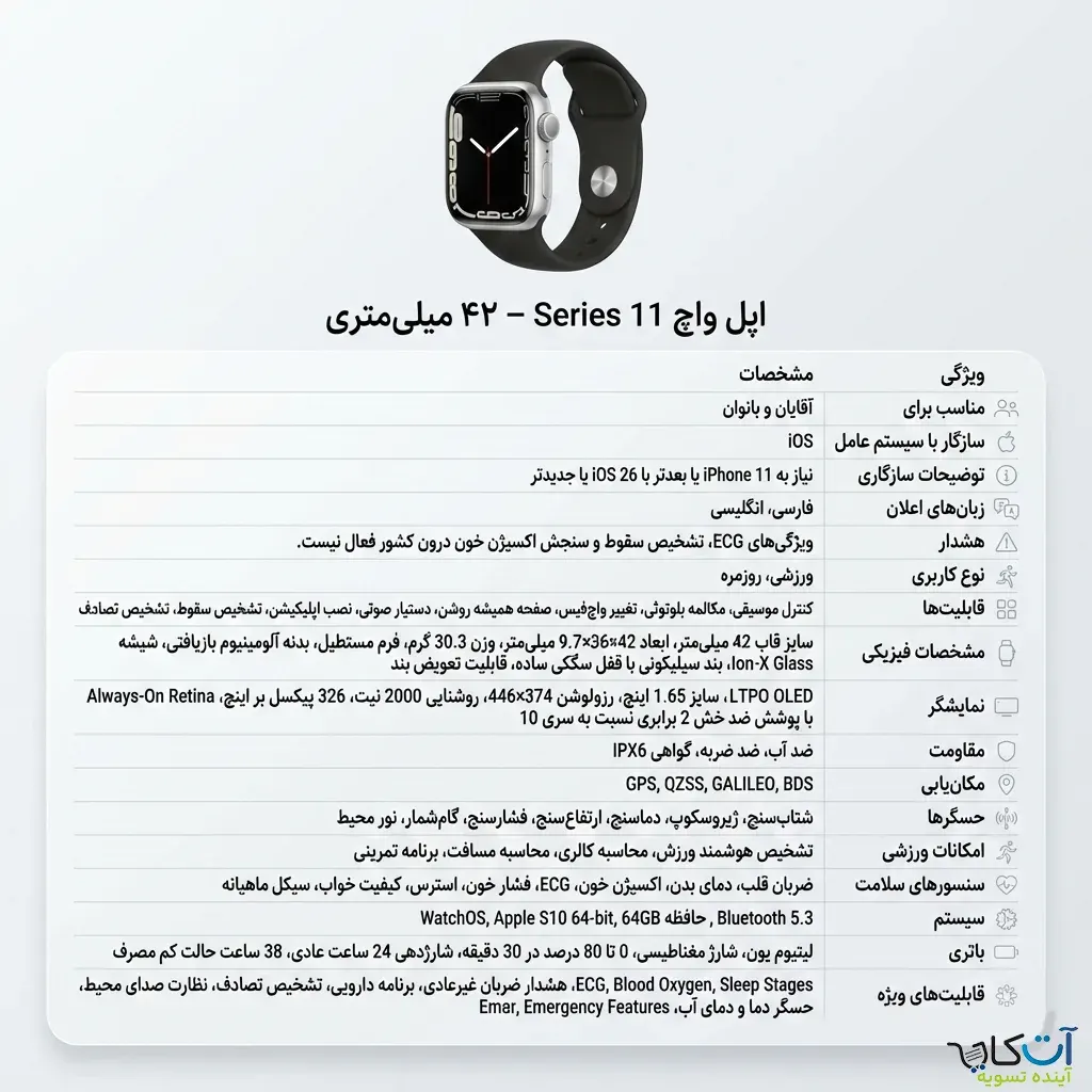 مشخصات  اپل واچ سری 11