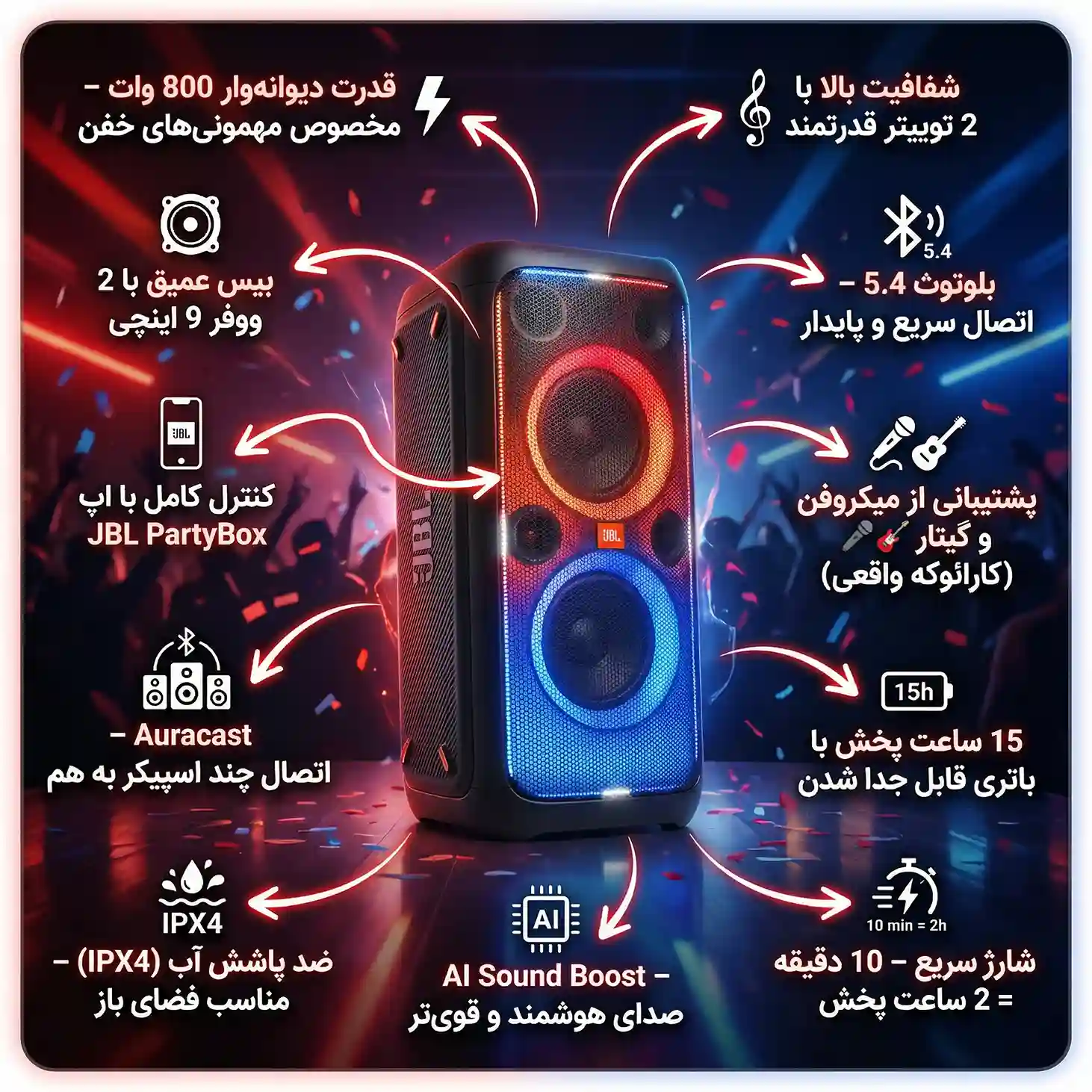 مشخصات جی بی ال پارتی باکس 720 آت کالا