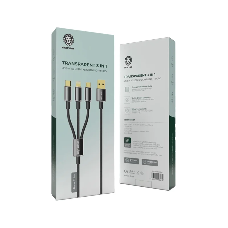 خرید و قیمت کابل گرین لاین Transparent 3 in 1